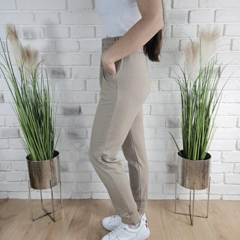 	SPODNIE DAMSKIE DRESOWE Z ŚCIĄGACZAMI GUMA WYGODNE KIESZENIE