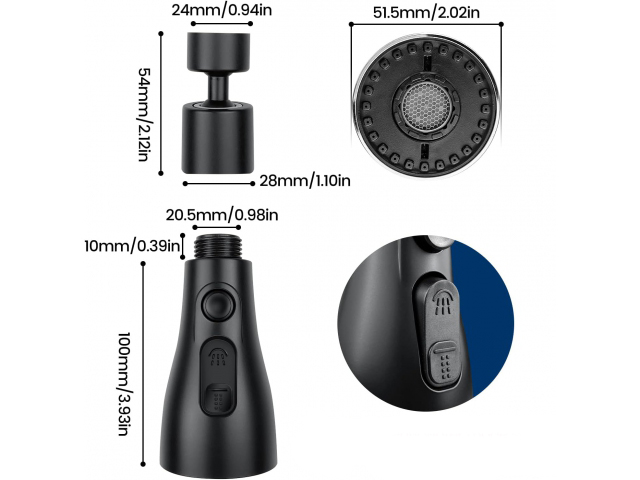AERATOR PRZEDŁUŻACZ DO KRANU OBROTOWY PERLATOR KUCHENNY 360° ADAPTER WODY
