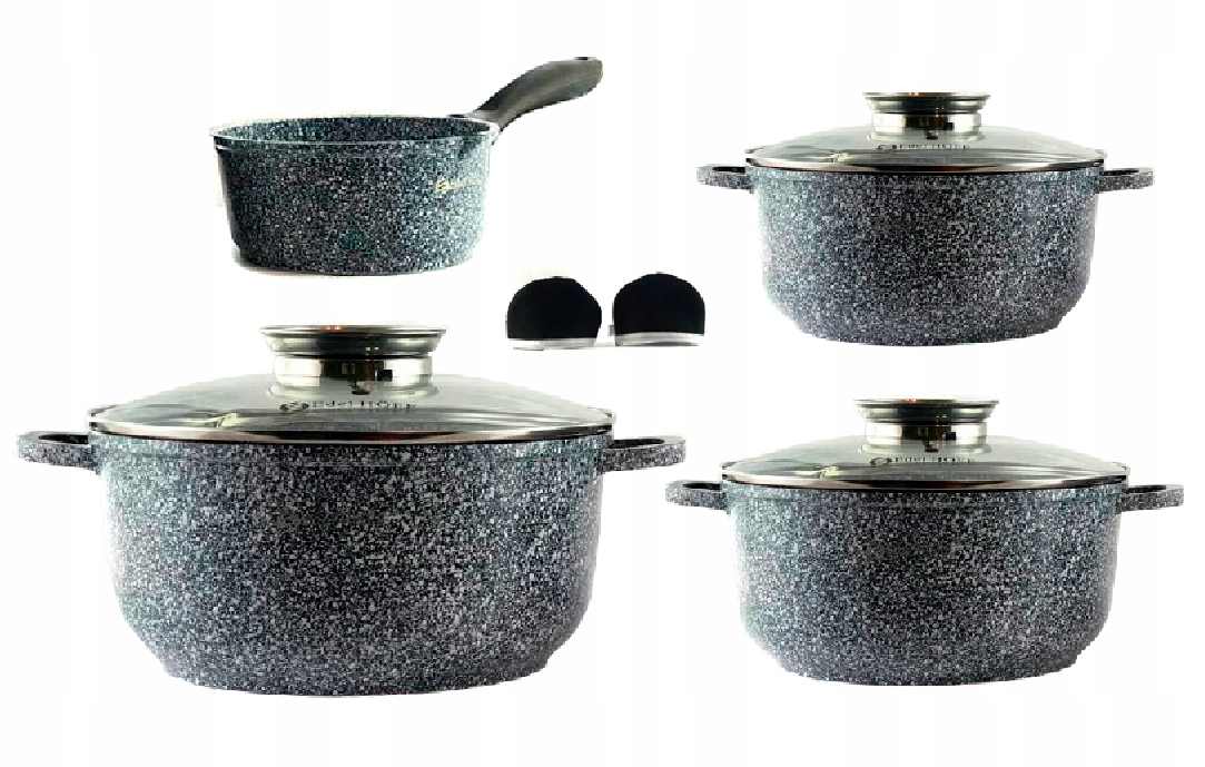 KOMPLET GARNKÓW MARMURKOWYCH GARNKI ZESTAW INDUKCJA GARNKI