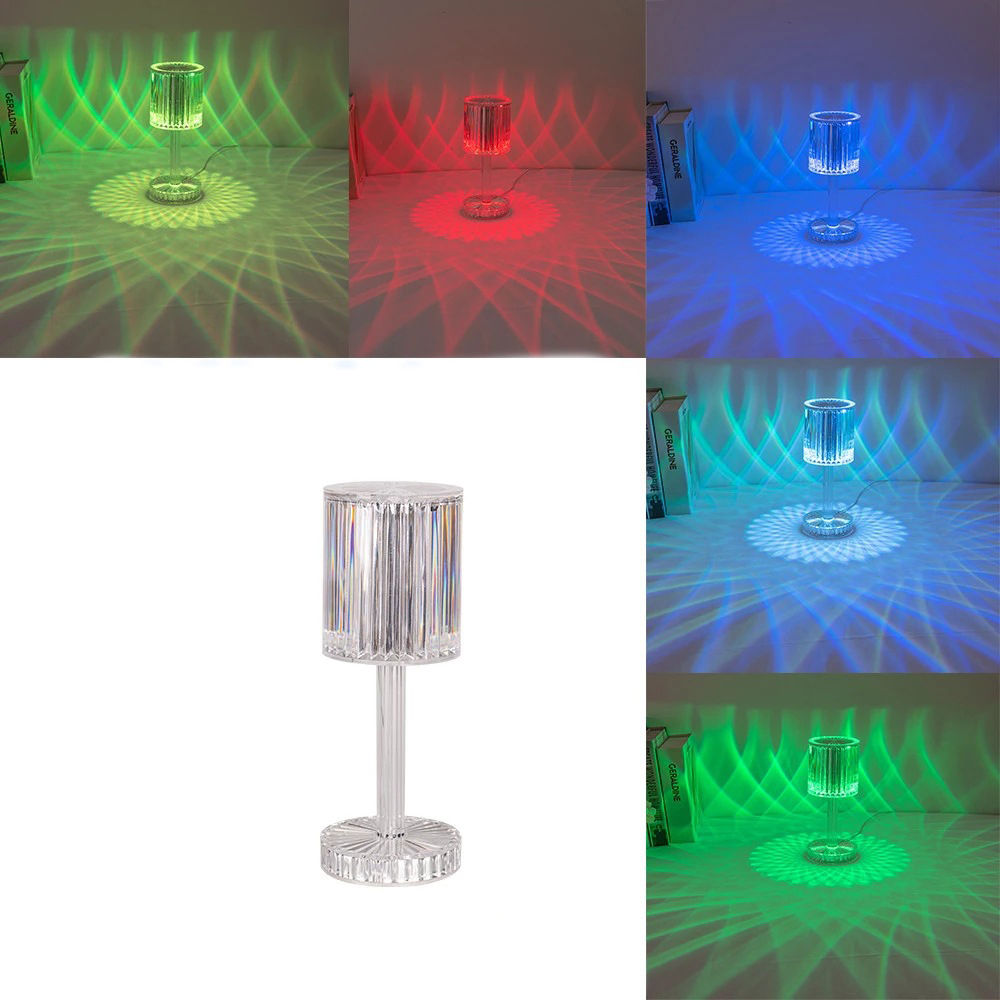 Lampka nocna kryształ led dotykowa diamond + pilot rgb - obrazek 2