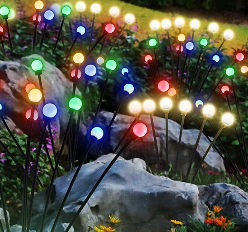 	ZESTAW LAMPKI LED KULKI KULECZKI RGB KOLOROWE WBIJANE OGRODOWE SOLARNE 2SZT