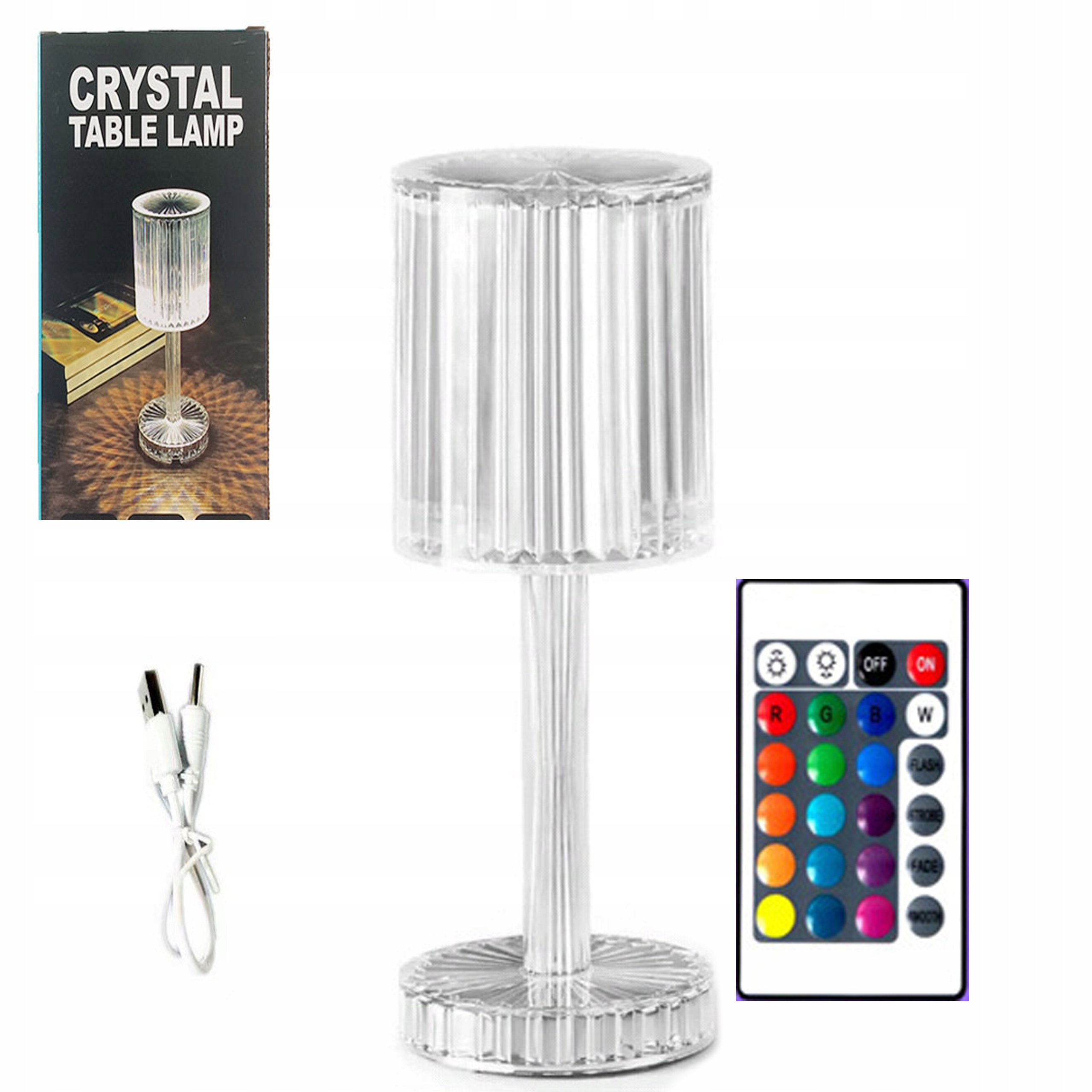 Lampka nocna kryształ led dotykowa diamond + pilot rgb - obrazek 7