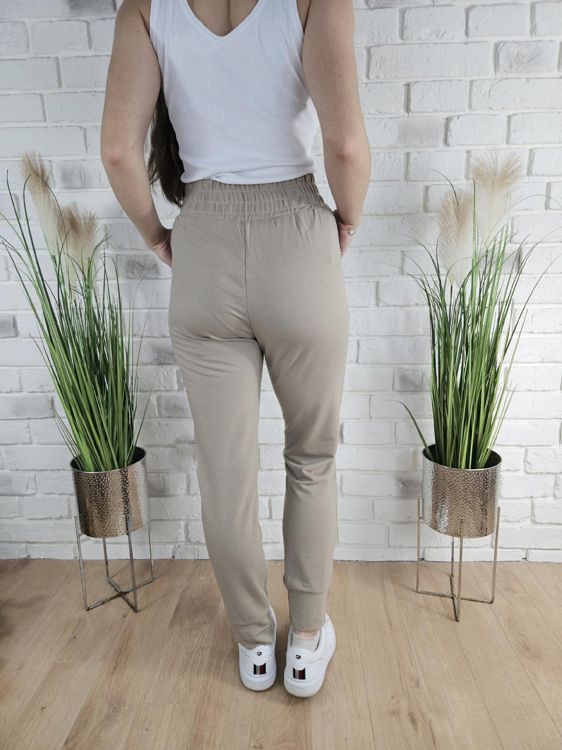 SPODNIE DAMSKIE DRESOWE Z ŚCIĄGACZAMI GUMA WYGODNE KIESZENIE