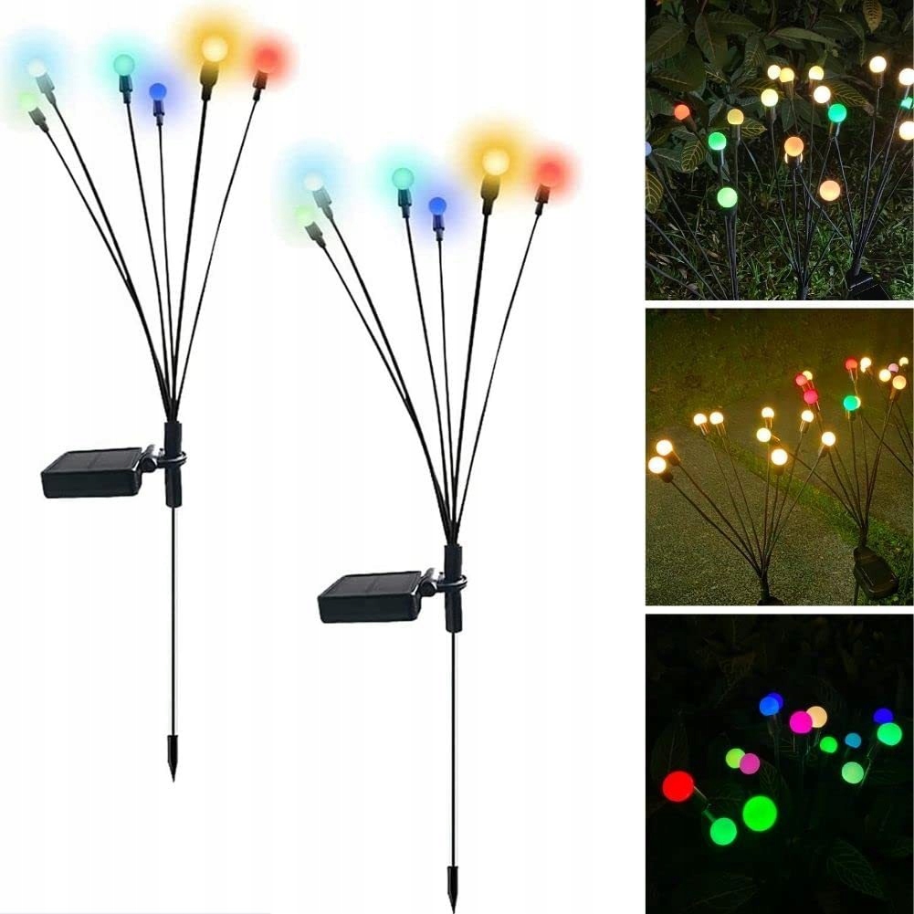 ZESTAW LAMPKI LED KULKI KULECZKI RGB KOLOROWE WBIJANE OGRODOWE SOLARNE 2SZT
