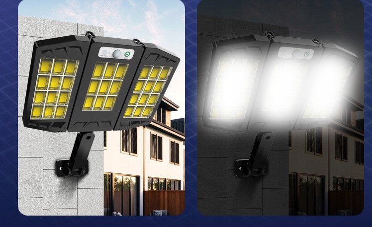LAMPA SOLARNA LED Z CZUJNIKIEM RUCHU ZMIERZCHU PILOT UCHWYT ZEWNĘTRZNA