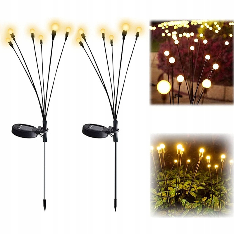 2X LAMPKI OGRODOWE SOLARNE LED KULKI CIEPŁY BIAŁY ŚWIATŁO WBIJANE KULECZKI
