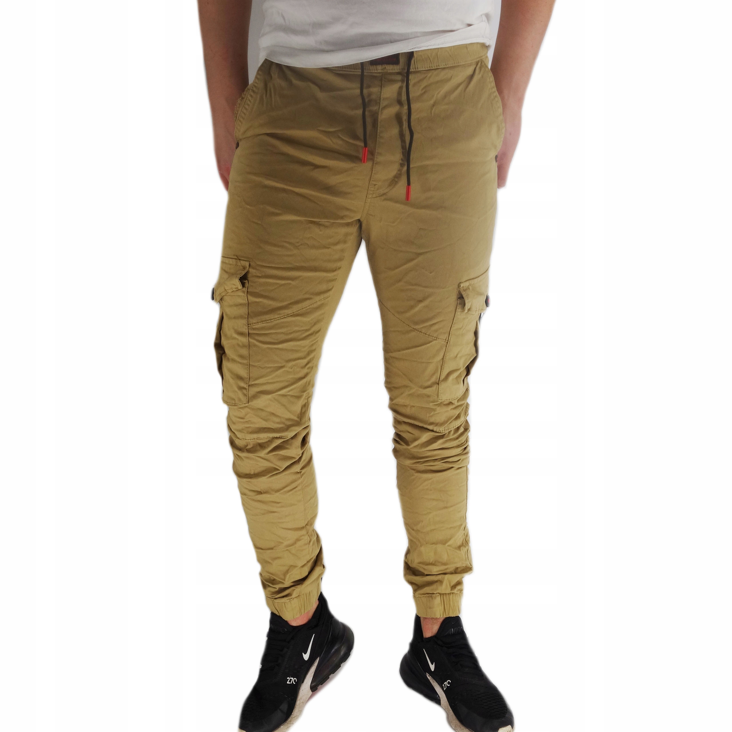 Spodnie męskie bojówki joggery kieszene - obrazek 2