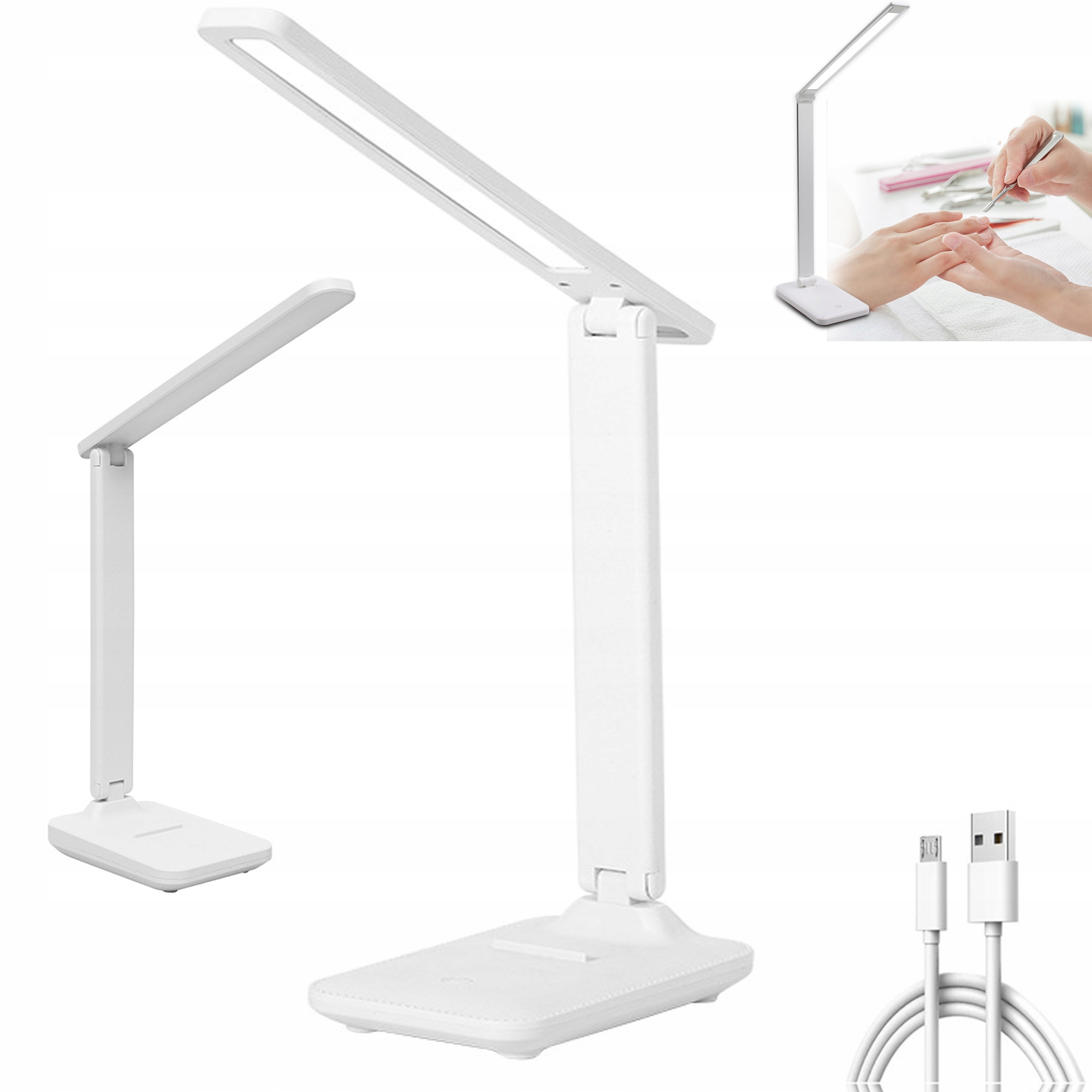 LAMPKA BIURKOWA LED NA BIURKO Z REGULACJĄ I ŁADOWANIEM USB NOWOCZESNA