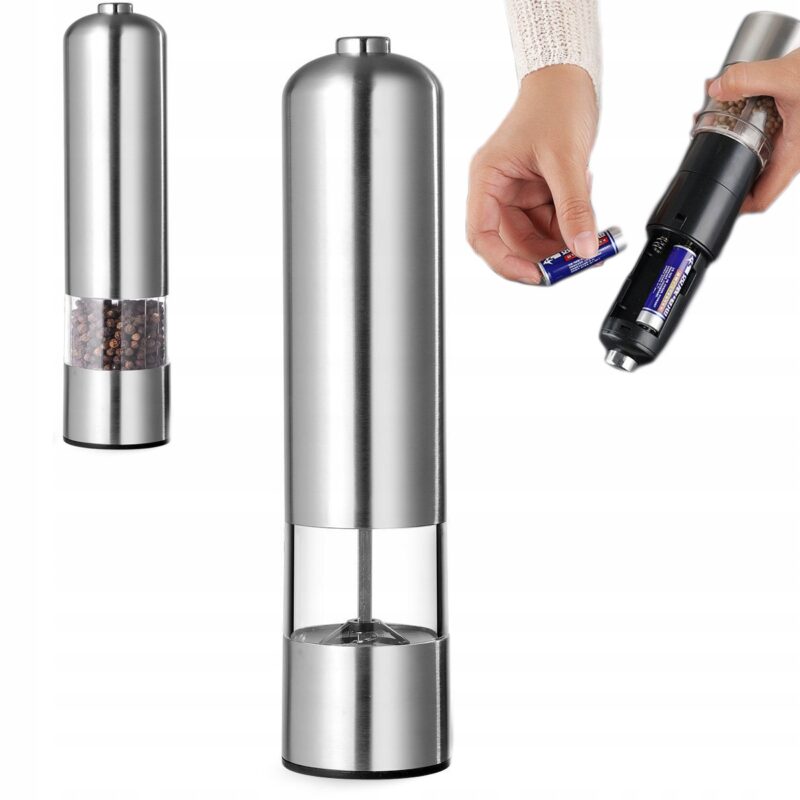 ELEKTRYCZNY MŁYNEK DO PIEPRZU SOLI NA BATERIE SOLNICZKA REGULACJA MIAŁOŚCI