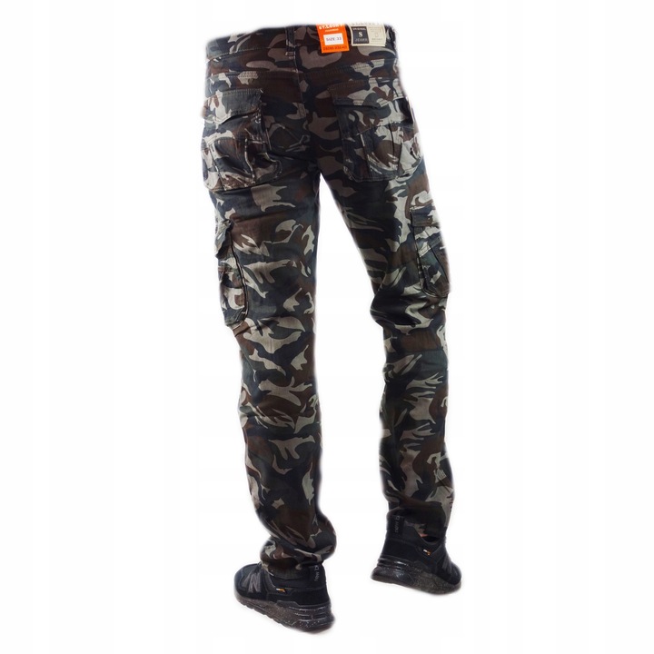 Spodnie męskie bojówki wojskowe ochroniarskie robocze kieszenie bawełniane - obrazek 3