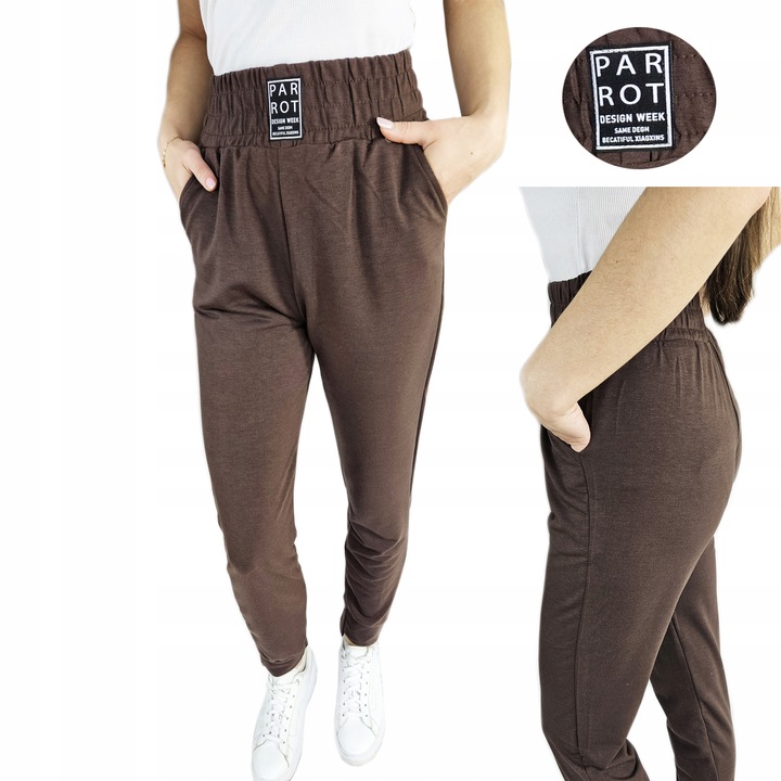 Spodnie damskie dresowe z ściągaczami guma wygodne kieszenie - obrazek 9