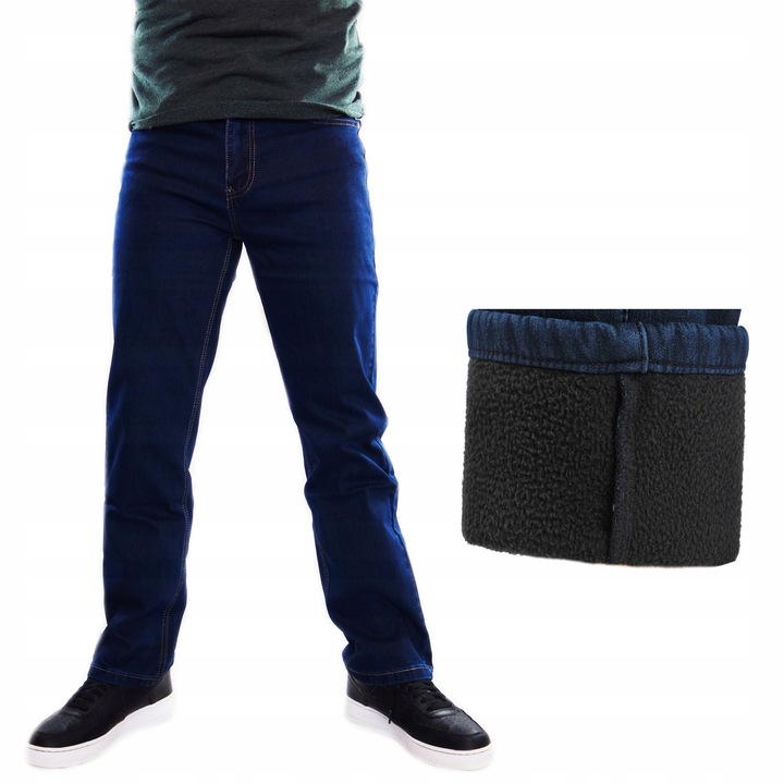 Spodnie jeansowe męskie jeans ocieplane