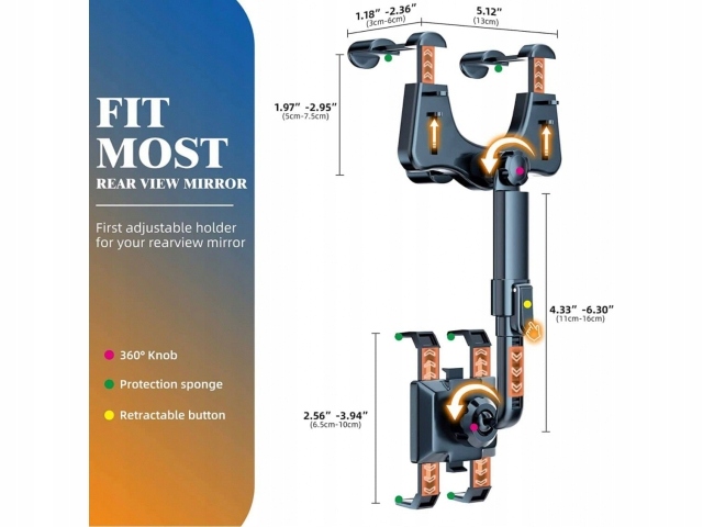 Mocny uchwyt do telefonu na lusterko wsteczne - obrazek 4