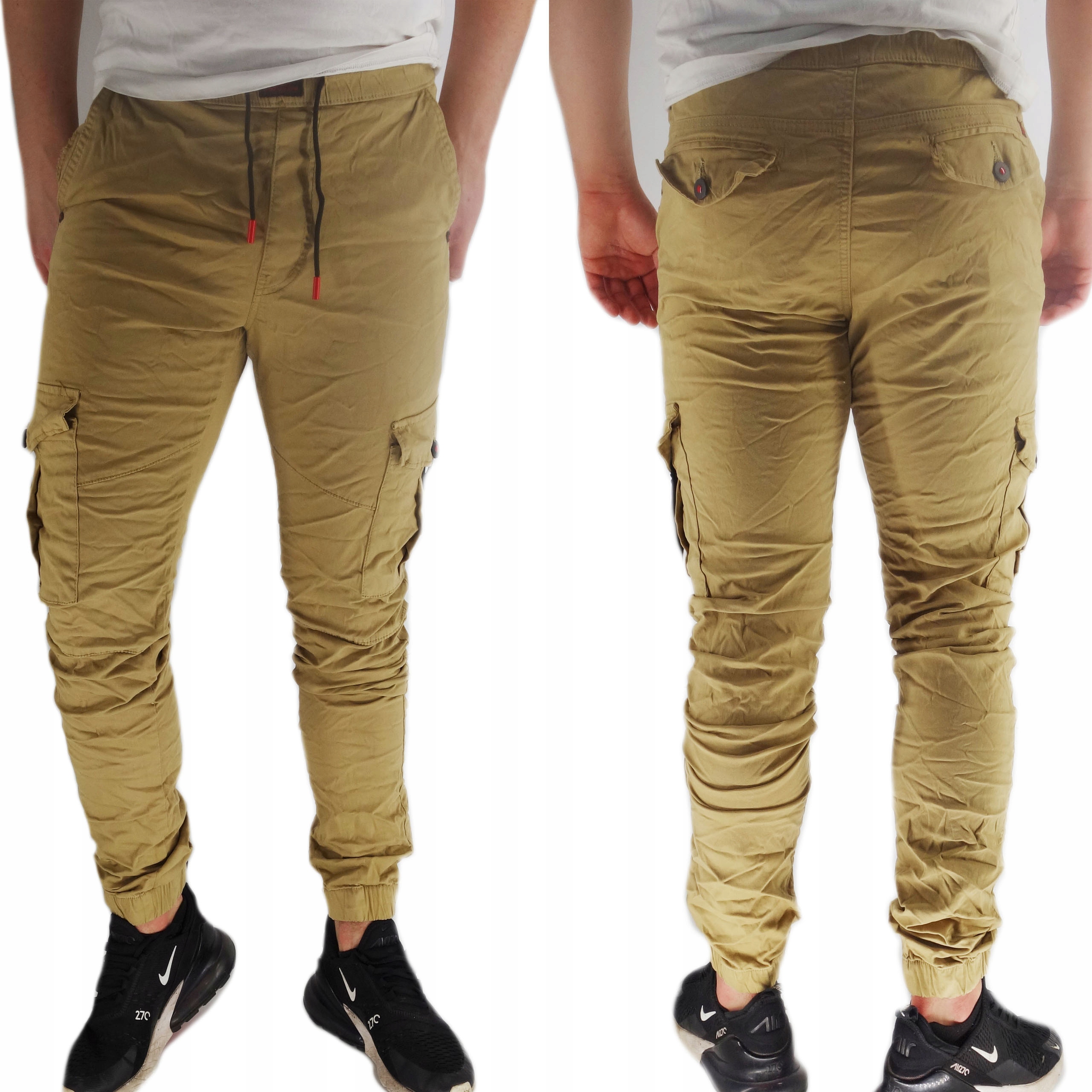 Spodnie męskie bojówki joggery kieszene