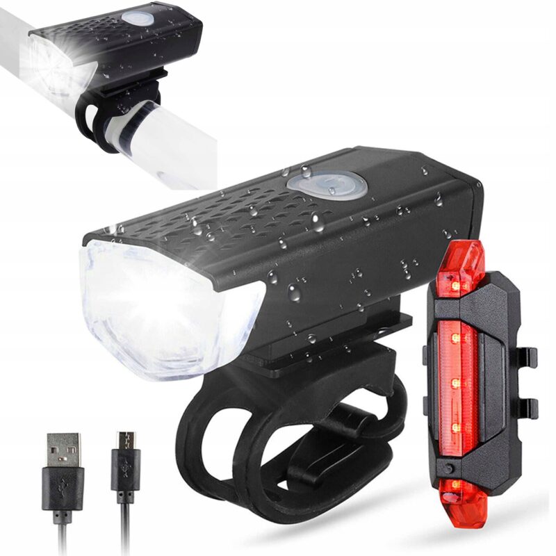 LAMPA LATARKA ROWEROWA LED PRZÓD TYŁ MOCNA USB ŚWIATŁO NA ROWER HULAJNOGĘ