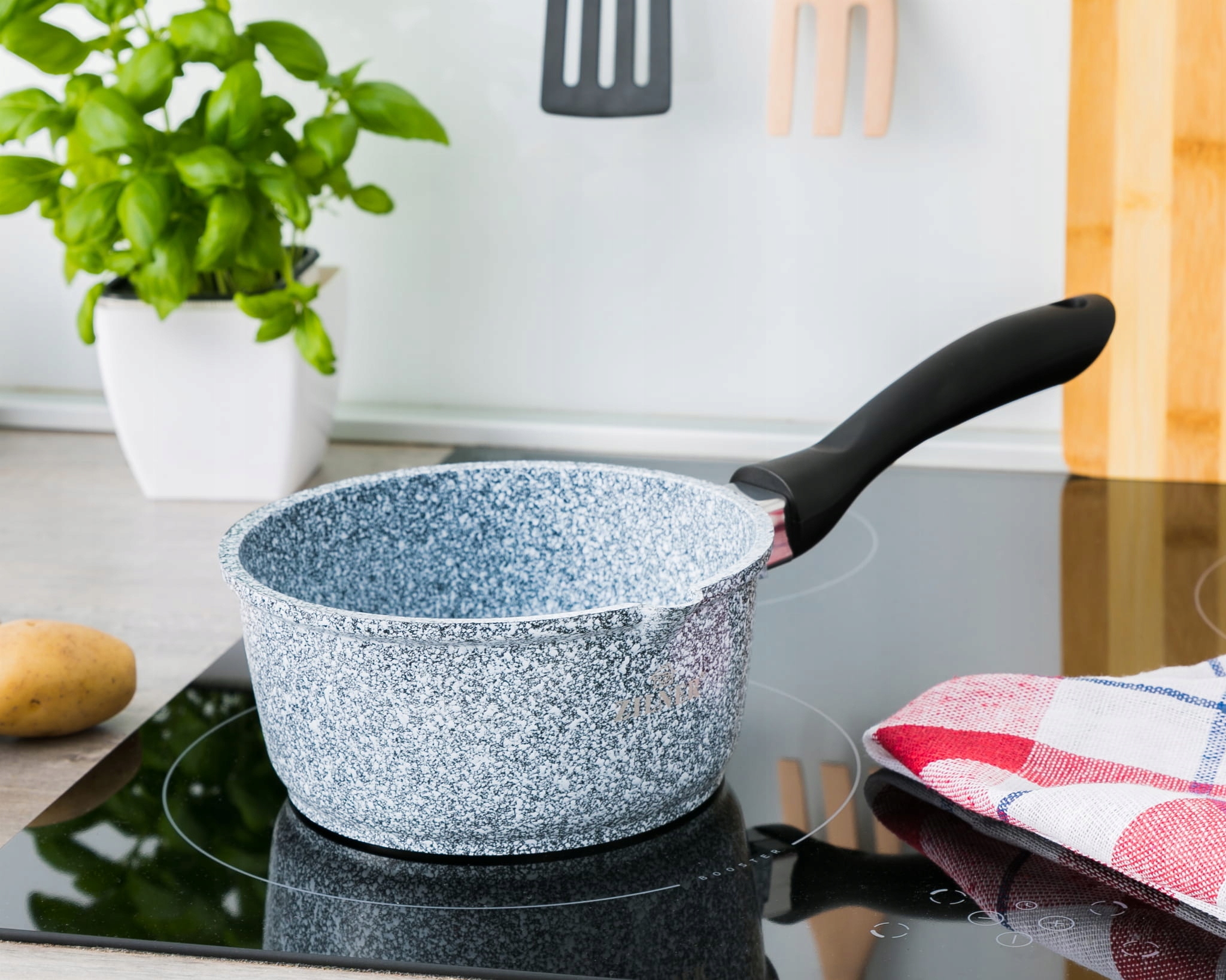 KOMPLET GARNKÓW MARMUROWYCH 9EL GARNKI ZESTAW NA GAZ I INDUKCJĘ PREMIUM