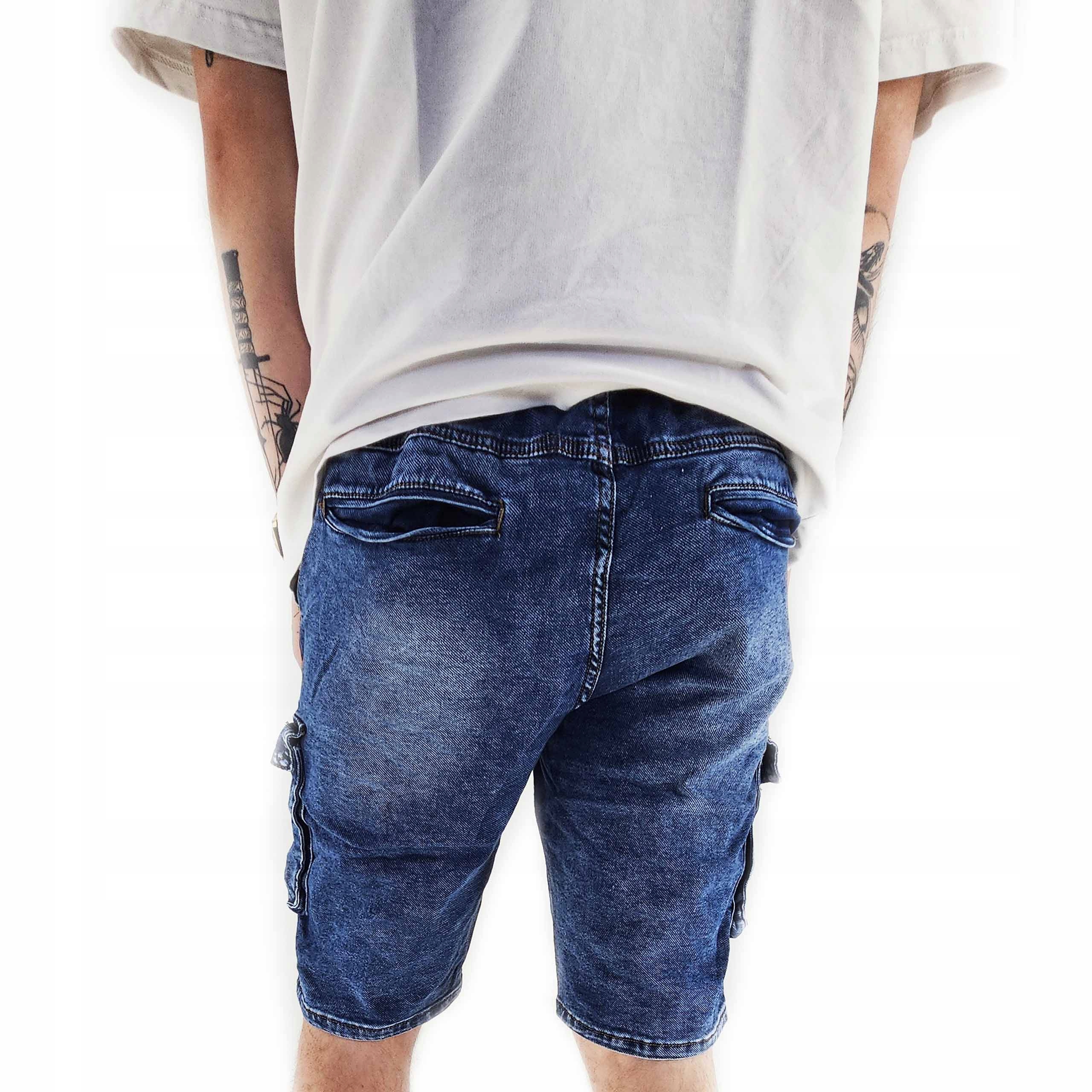 Krótkie spodenki spodnie bojówki szorty męskie jeansowe - obrazek 2