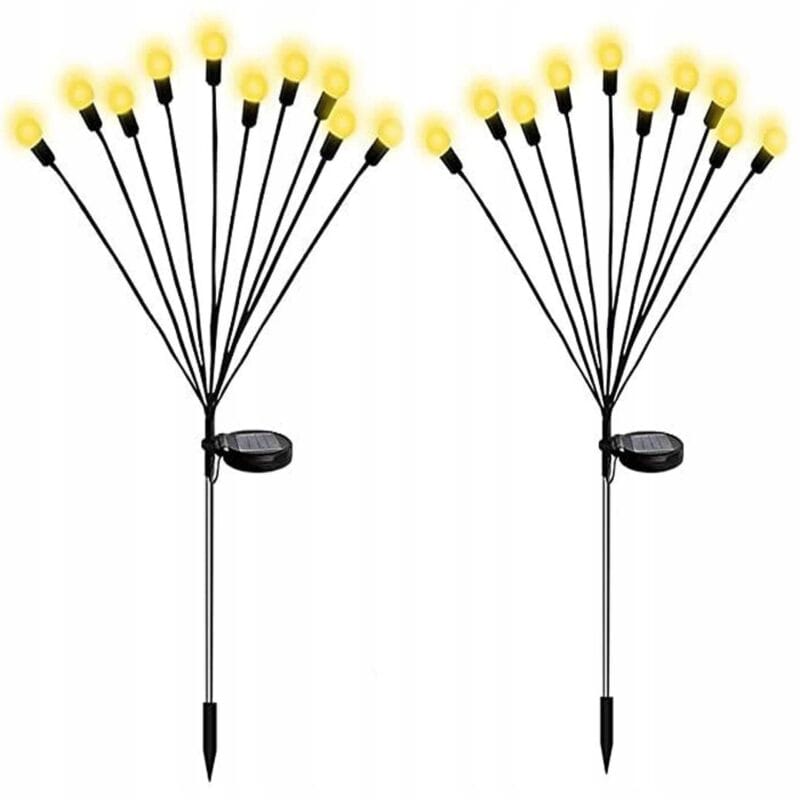 ZESTAW LAMPKI LED KULKI KULECZKI BIAŁY CIEPŁY OGRODOWE SOLARNE 2SZT 6 led