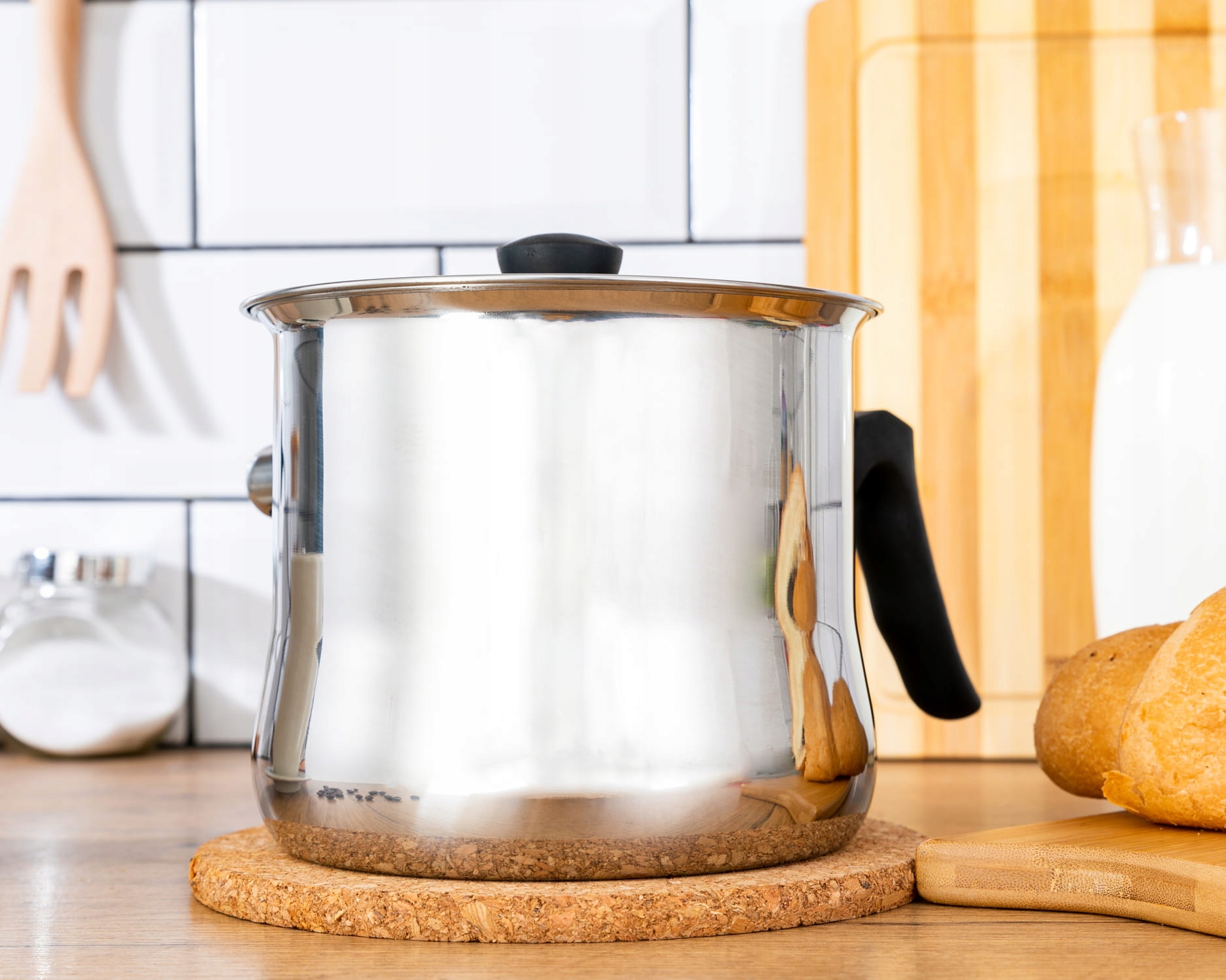 GARNEK DO MLEKA 2L Z GWIZDKIEM GAZ INDUKCJA STALOWY DO GOTOWANIA MLEKA