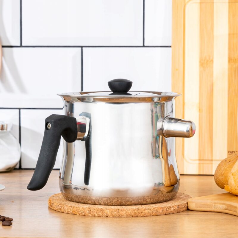 GARNEK DO MLEKA 2L Z GWIZDKIEM GAZ INDUKCJA STALOWY DO GOTOWANIA MLEKA