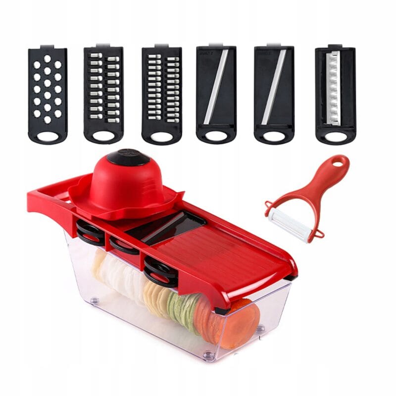 KRAJALNICA SZATKOWNICA TARKA DO WARZYW I OWOCÓW DUŻY ZESTAW OBIERACZKA