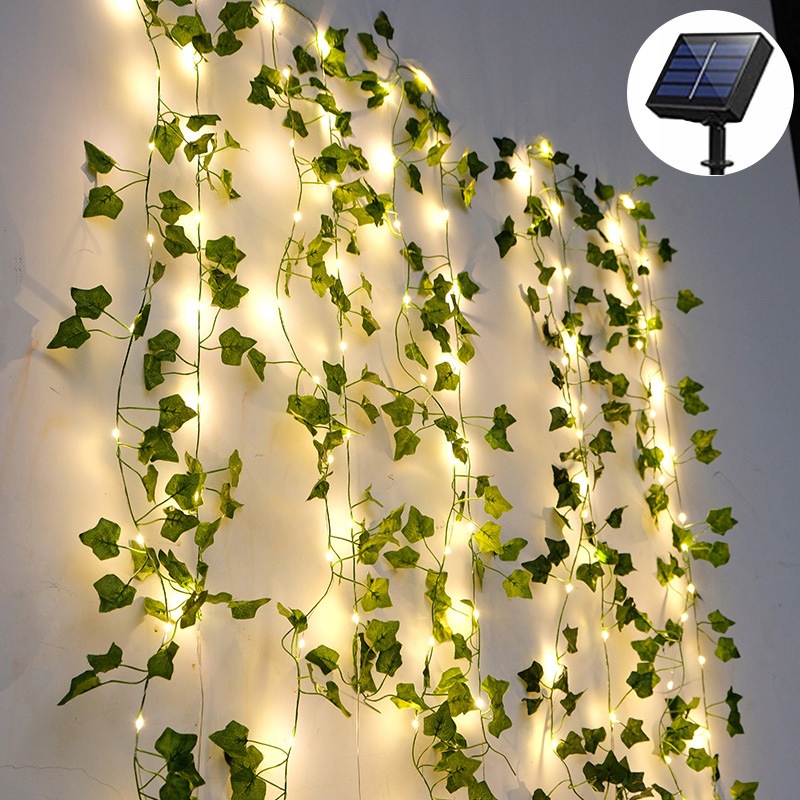 GIRLANDA SOLARNA OGRODOWA LED SZTUCZNY BLUSZCZ NA BALKON ŚCIANĘ LAMPECZKI