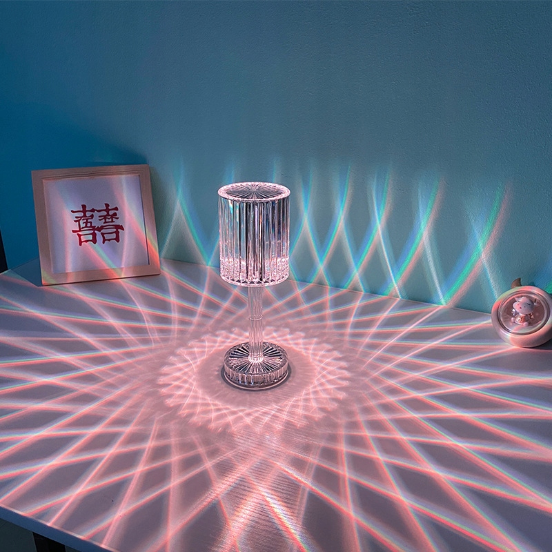 Lampka nocna kryształ led dotykowa diamond + pilot rgb - obrazek 4