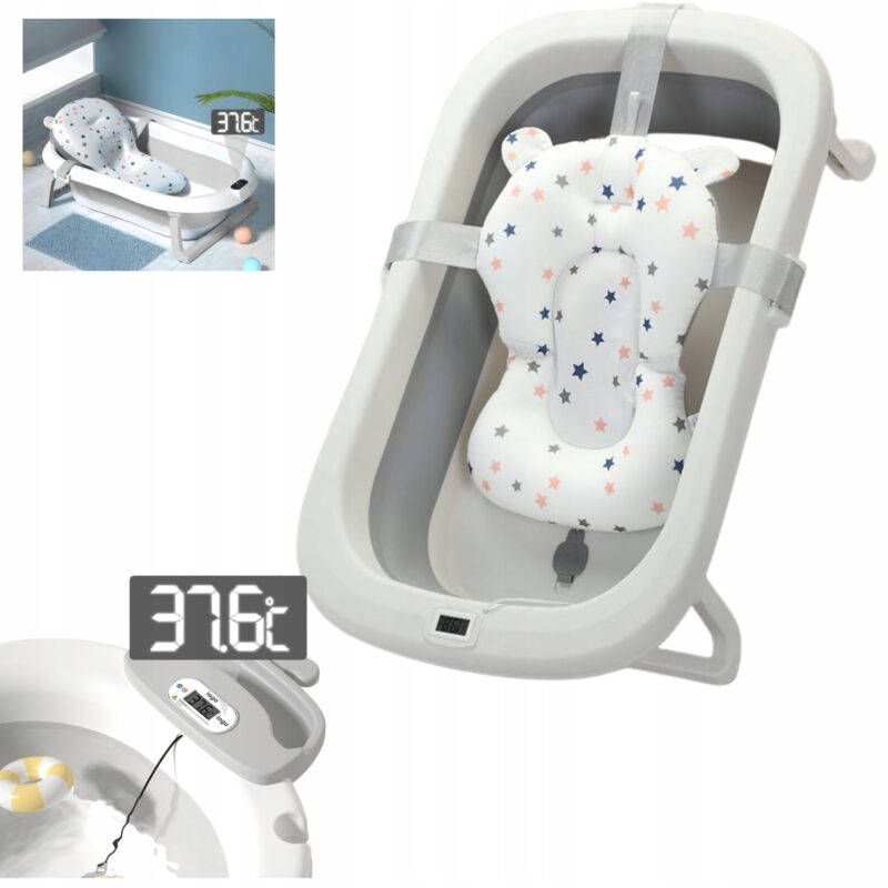 WANIENKA SKŁADANA DLA DZIECKA NIEMOWLĄT SILIKONOWA TERMOMETR LCD PODUSZKA