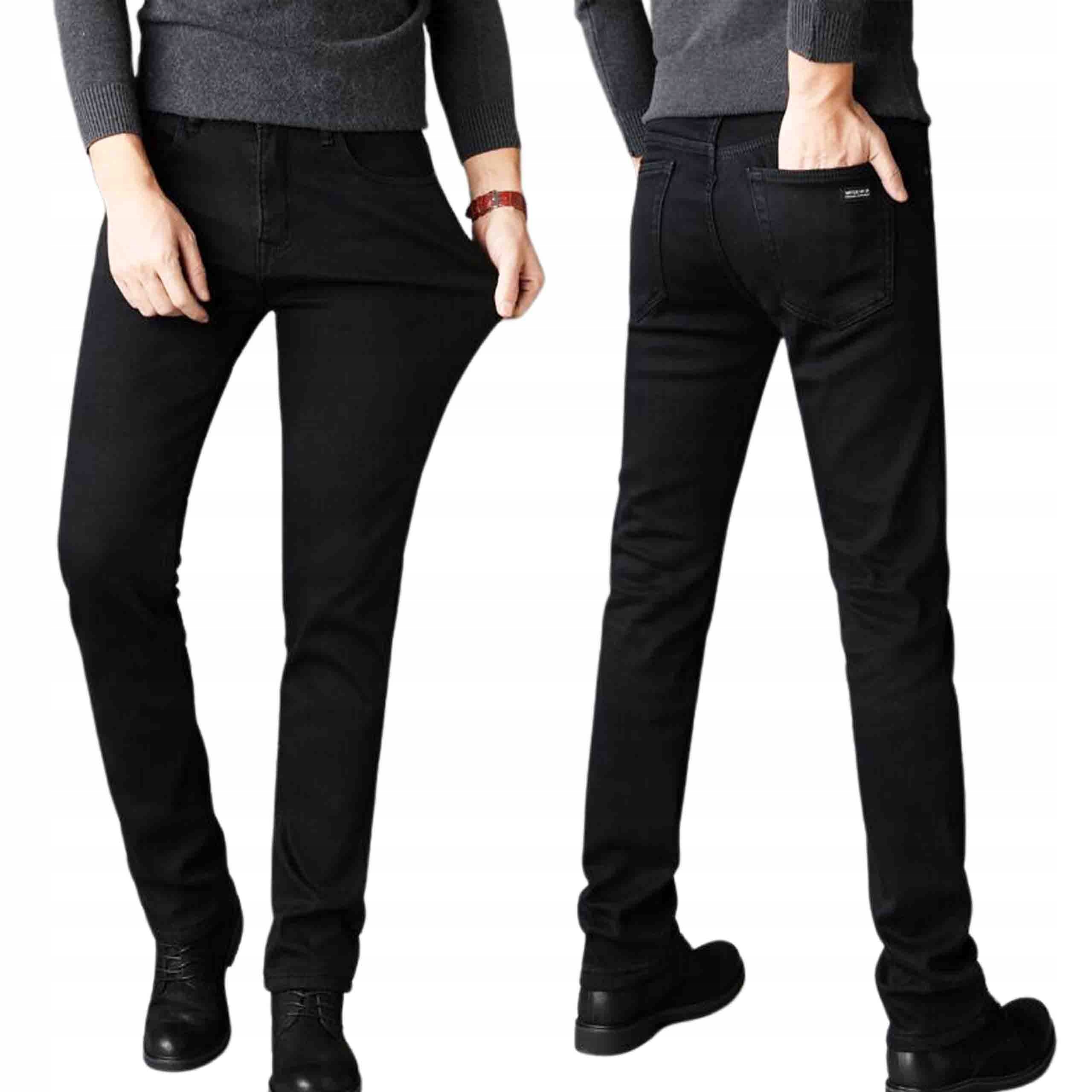 SPODNIE JEANSY MĘSKIE JEANSOWE ROZCIĄGLIWE CIEMNE