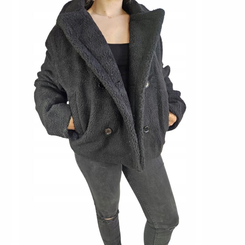 DAMSKA CIEPŁA KURTKA BARANEK MIŚ KRÓTKA MODNA WYGODNA