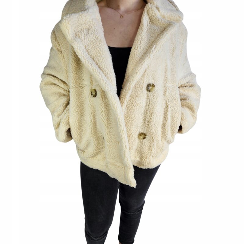 DAMSKA CIEPŁA KURTKA BARANEK MIŚ KRÓTKA MODNA WYGODNA