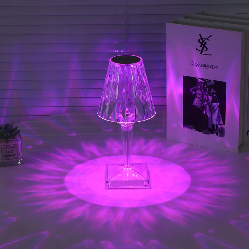 LAMPKA NOCNA LED DOTYKOWA RGB KRYSZTAŁ DIAMOND Z PILOTEM KOLOROWA USB