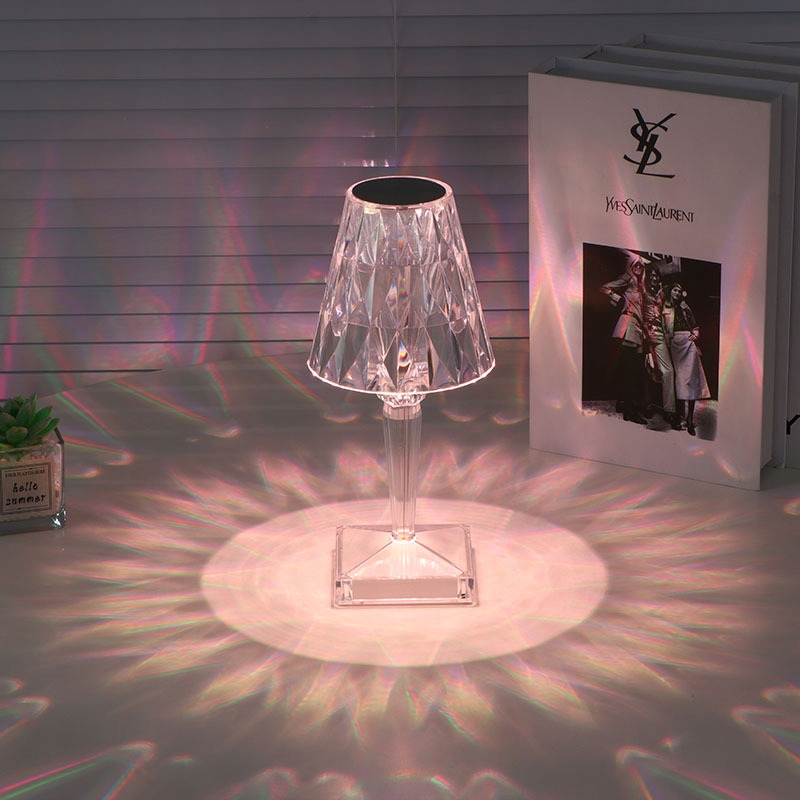 LAMPKA NOCNA LED DOTYKOWA RGB KRYSZTAŁ DIAMOND Z PILOTEM KOLOROWA USB