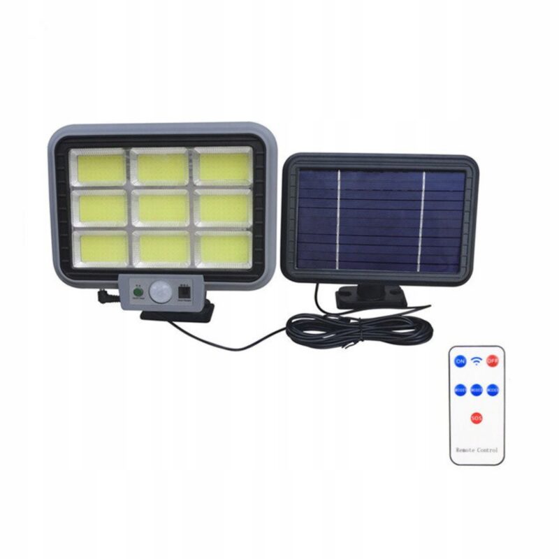 LAMPA SOLARNA LED COB PANEL CZUJNIK RUCHU ZMIERZCHU MOCNA +PILOT OGRODOWA