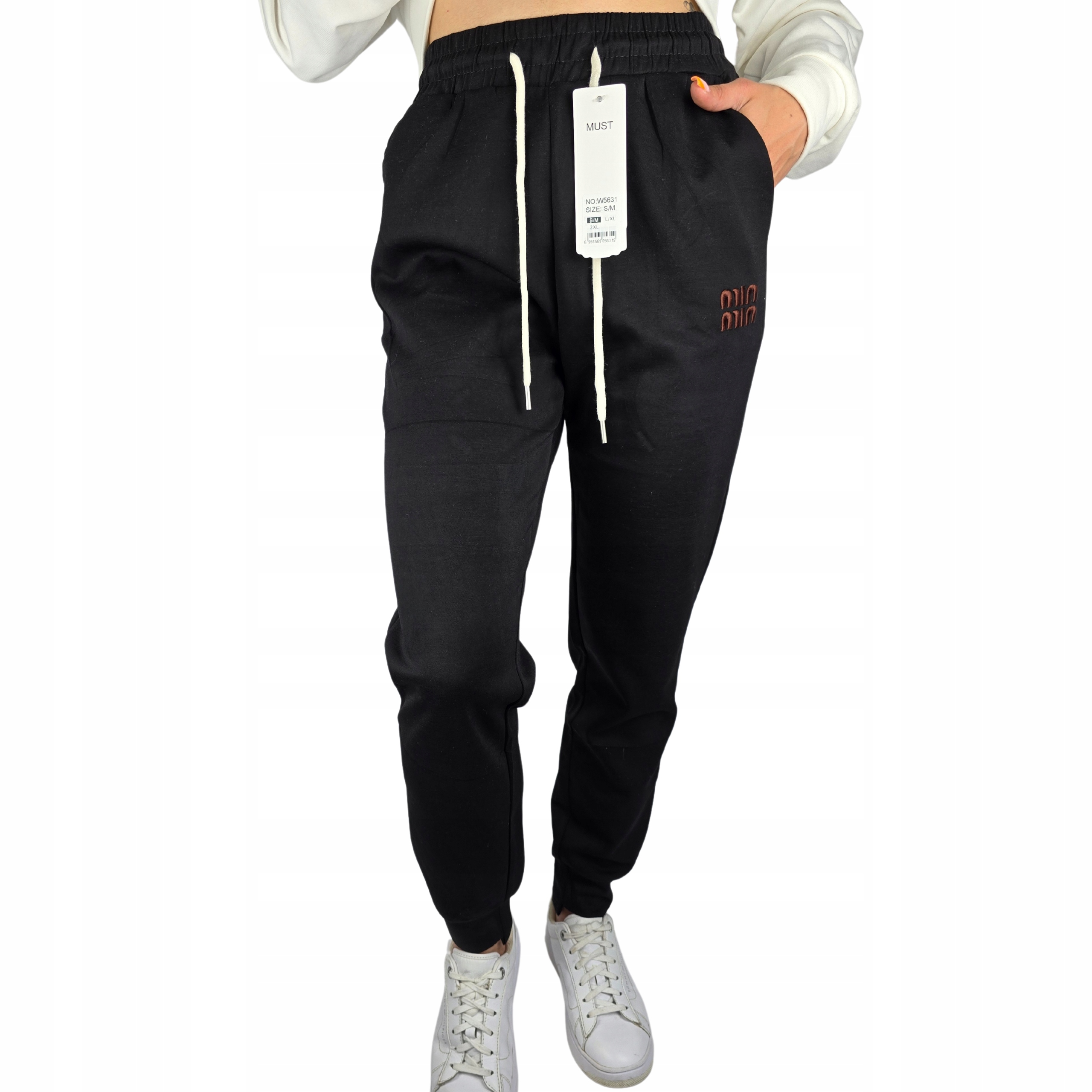 DAMSKIE SPODNIE DRESOWE BAWEŁNIANE SPORTOWE NA CO DZIEŃ WYGODNE WYSOKI STAN