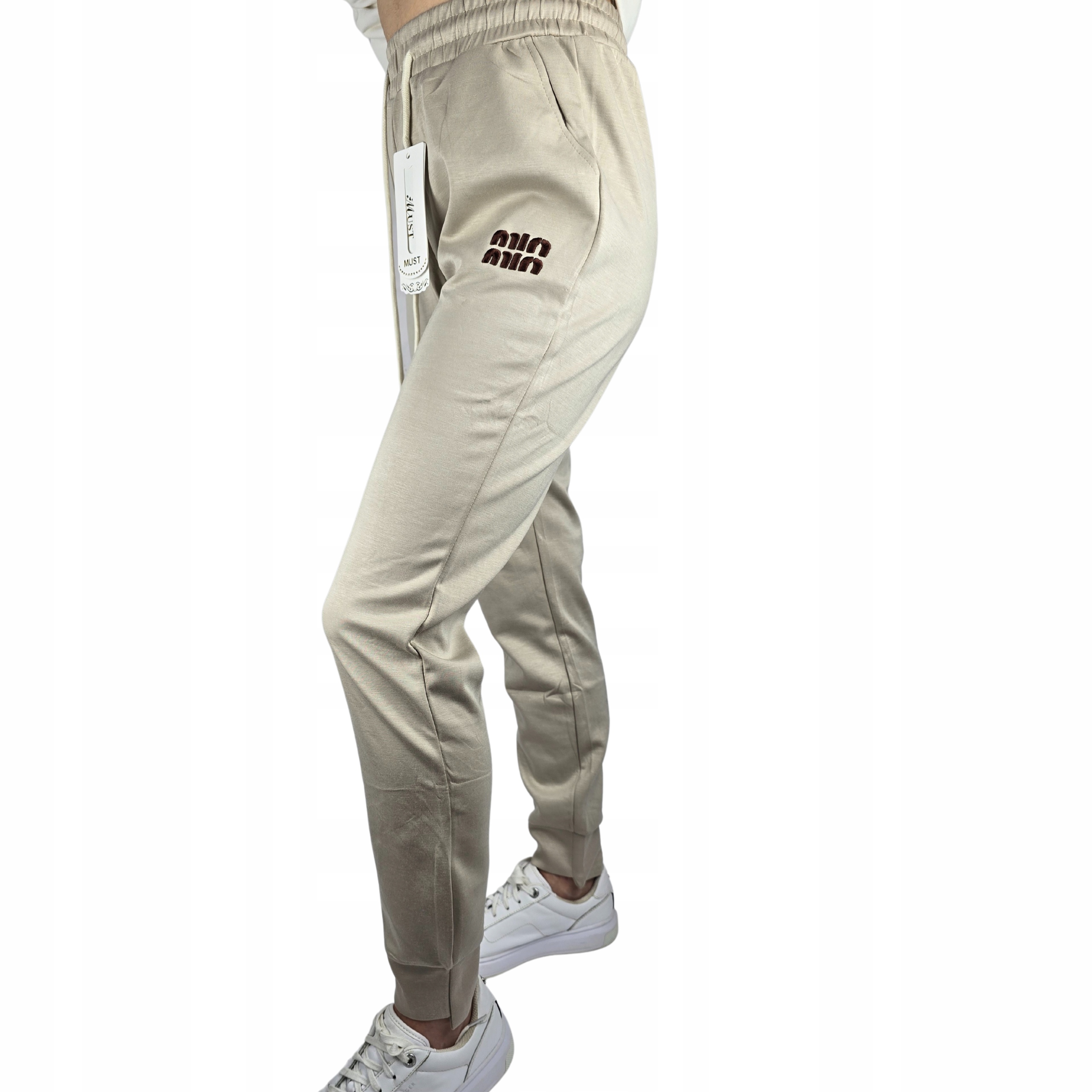 DAMSKIE SPODNIE DRESOWE BAWEŁNIANE SPORTOWE NA CO DZIEŃ WYGODNE WYSOKI STAN