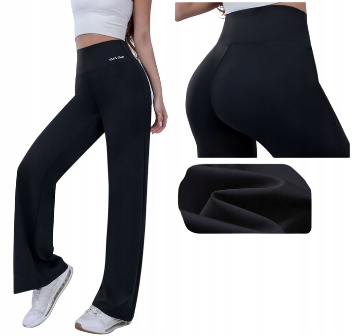 LEGGINSY SPODNIE DAMSKIE KRYJĄCE WYSZCZUPLAJĄCE WYSOKI STAN DZWONY GUMKA