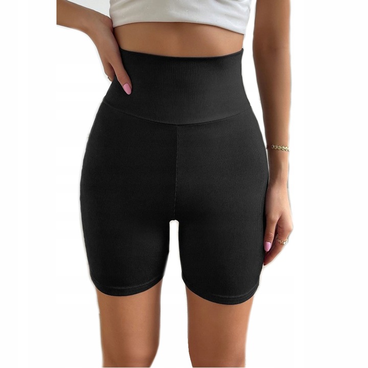 LEGGINSY DAMSKIE SPORTOWE KOLARKI KRYJĄCE SPODENKI CZARNE ELASTYCZNE PUSHUP
