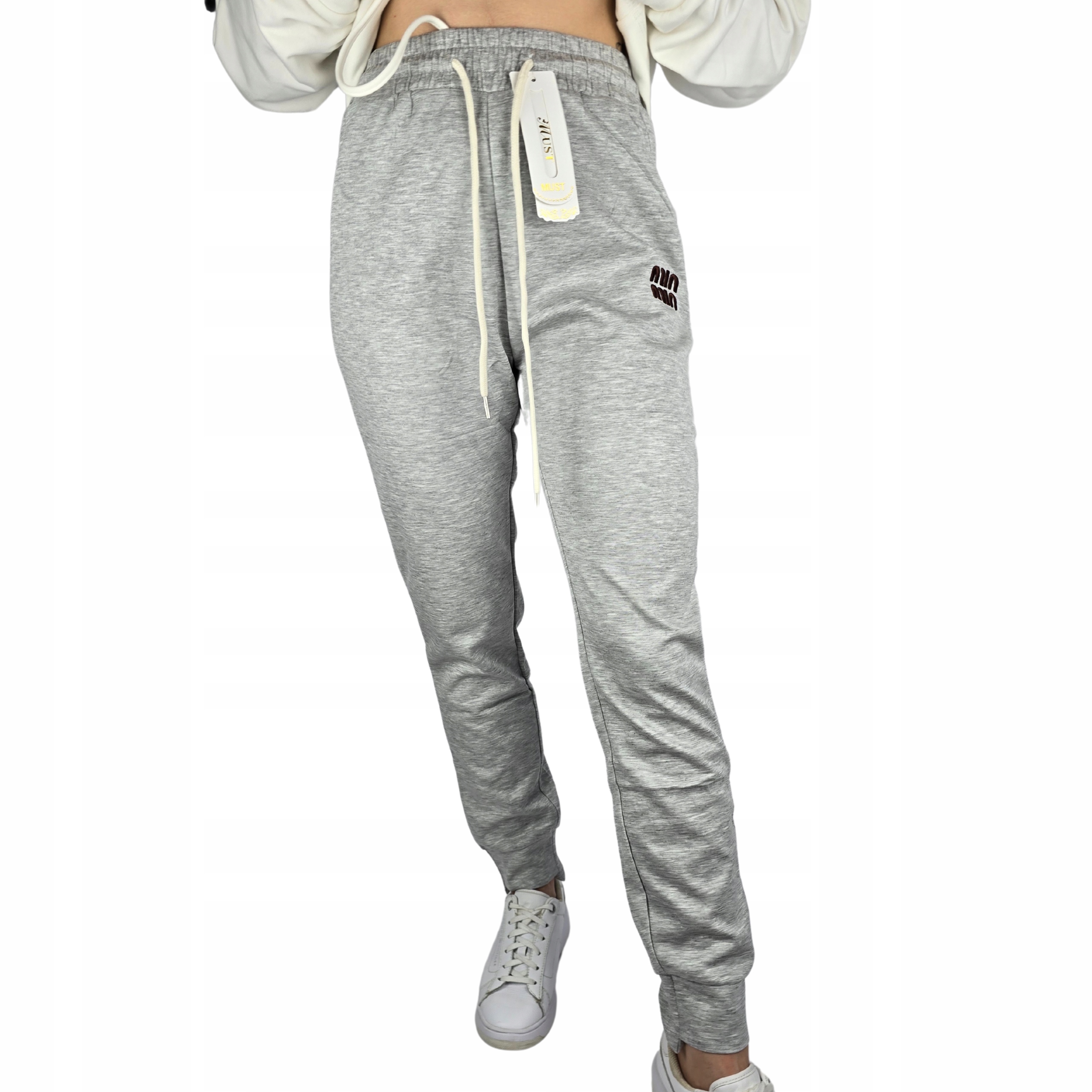 DAMSKIE SPODNIE DRESOWE BAWEŁNIANE SPORTOWE NA CO DZIEŃ WYGODNE WYSOKI STAN