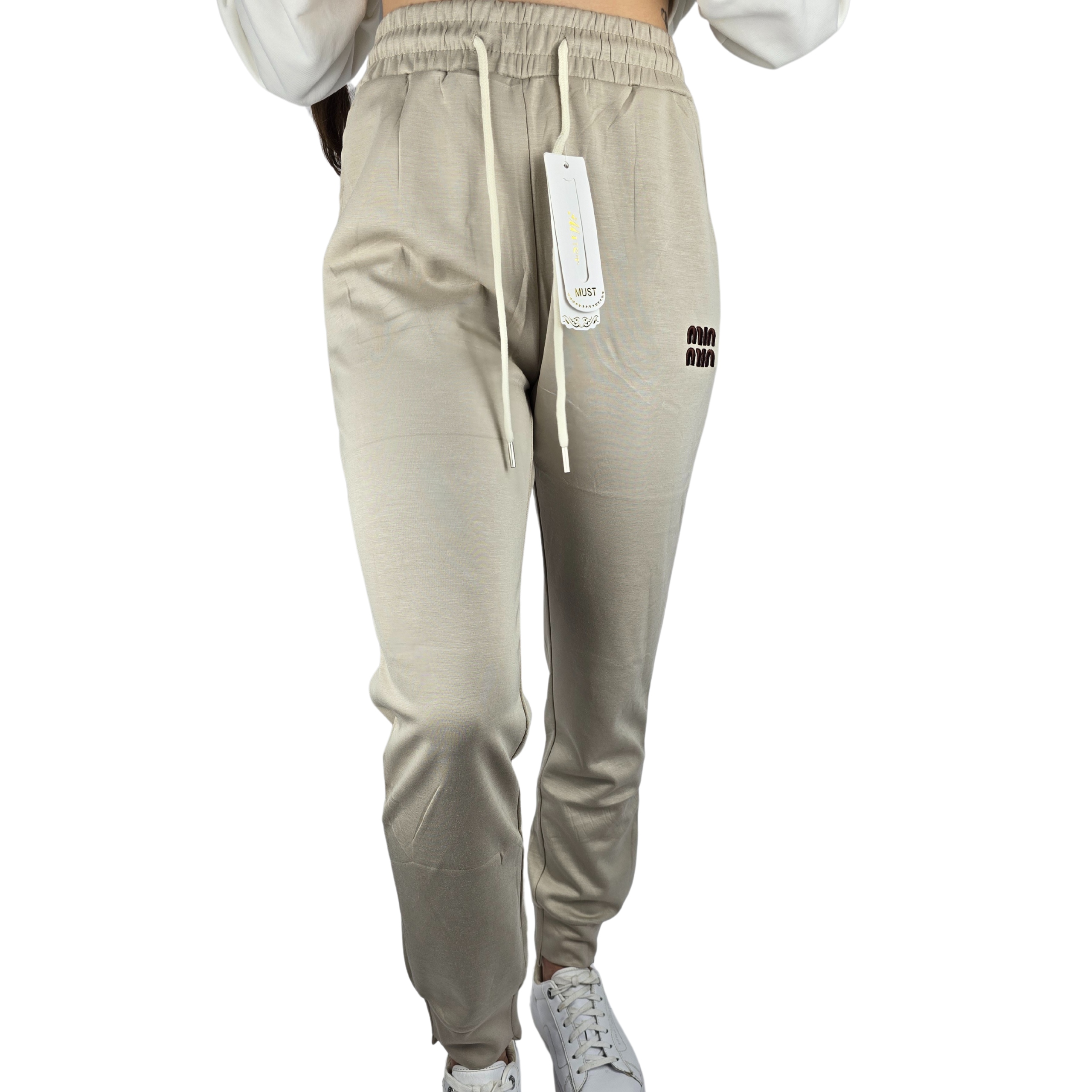 DAMSKIE SPODNIE DRESOWE BAWEŁNIANE SPORTOWE NA CO DZIEŃ WYGODNE WYSOKI STAN