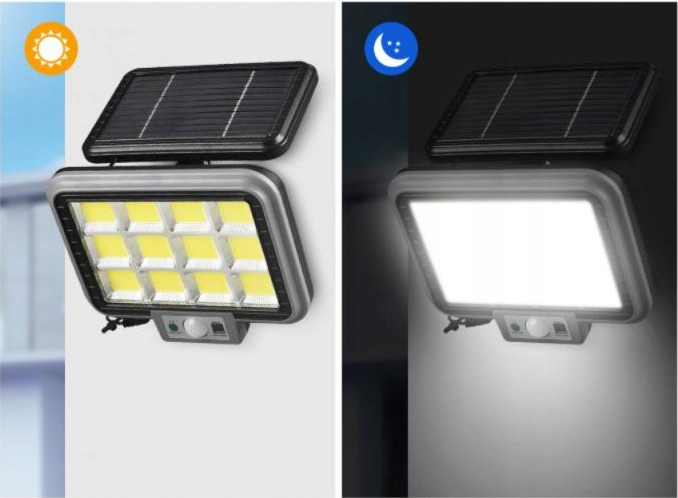 LAMPA SOLARNA LED COB PANEL MOCNA CZUJNIK RUCHU ZMIERZCHU +PILOT OGRODOWA