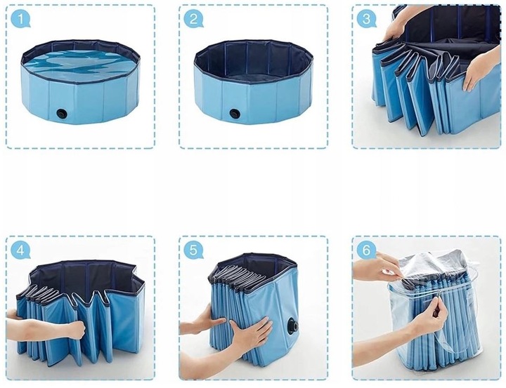 BASEN OGRODOWY DLA PSA ZWIERZĄTDUŻY DO OCHŁODY MYCIA SKŁADANY 120x 30 cm