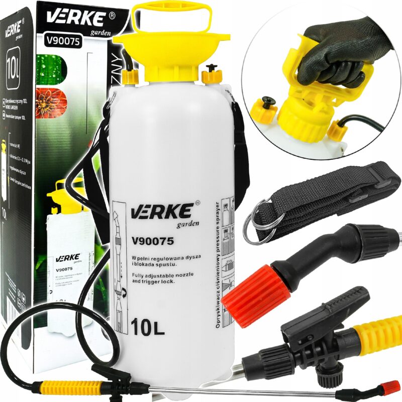 OPRYSKIWACZ CIŚNIENIOWY OGRODOWY 10L RĘCZNY DŁUGA LANCA WYTRZYMAŁY MOCNY