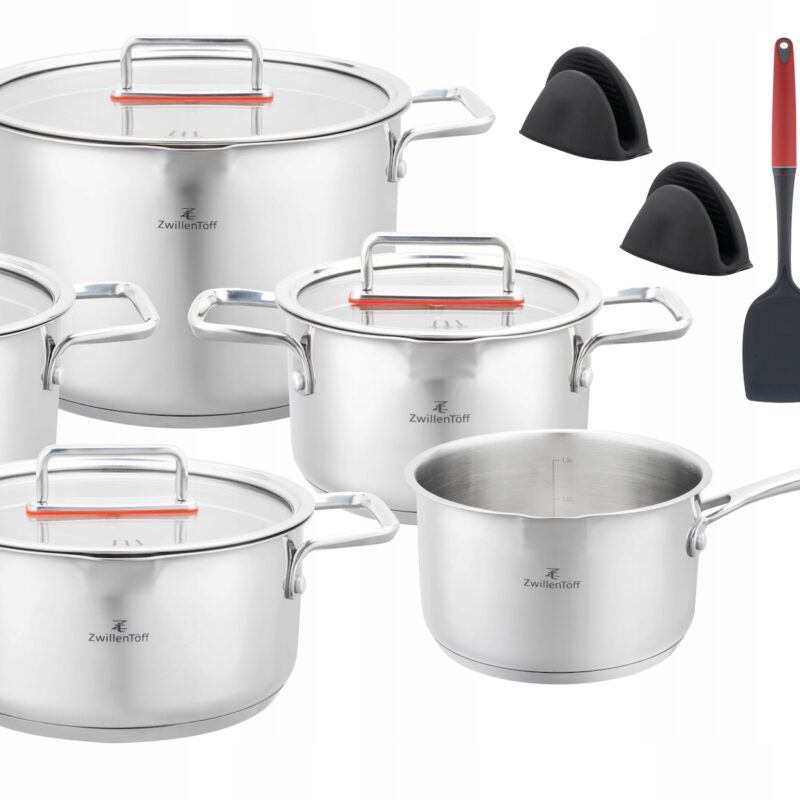 ZESTAW GARNKÓW PREMIUM STAL NIERDZEWNA PATELNIA AKCESORIA INDUKCJA 15el