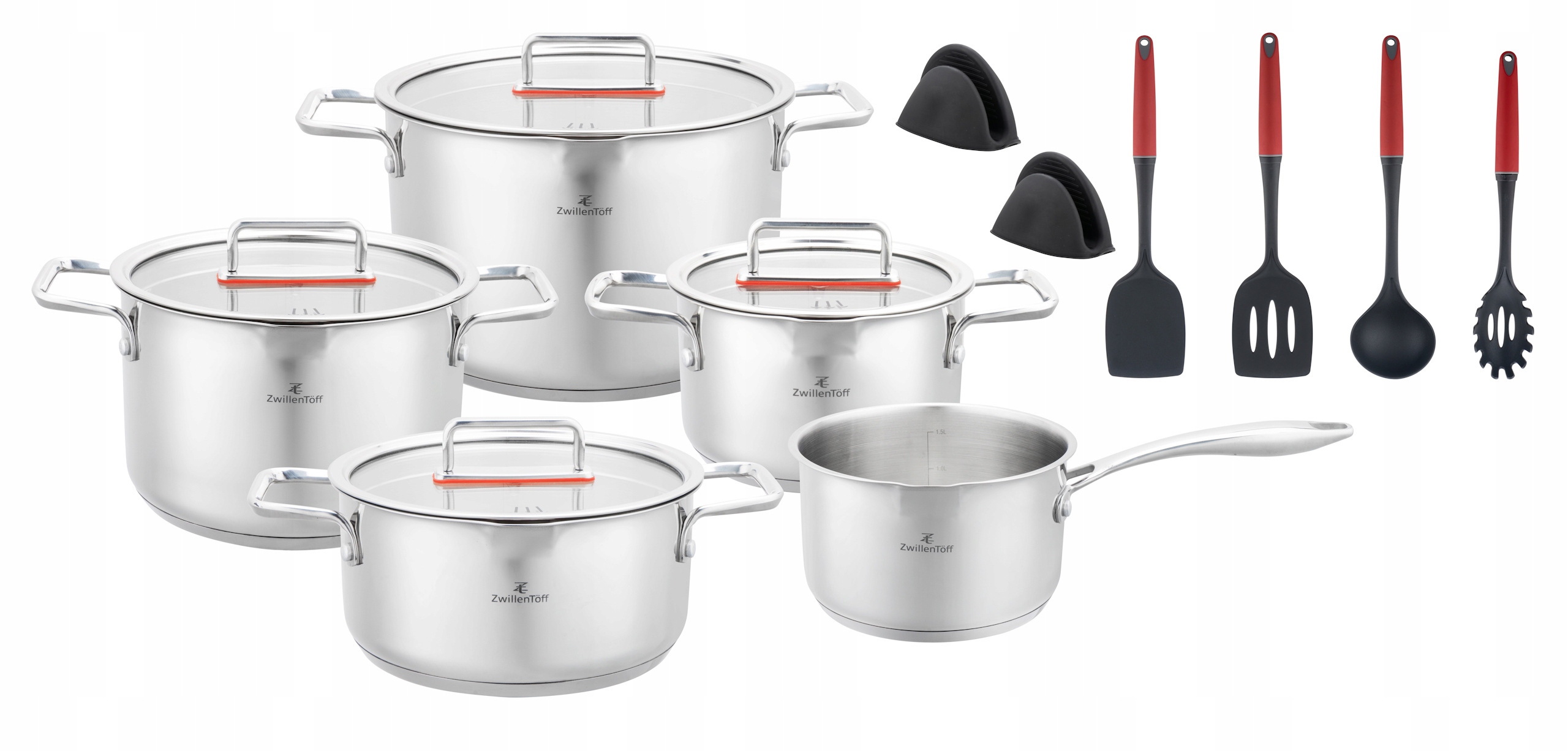 ZESTAW GARNKÓW PREMIUM STAL NIERDZEWNA PATELNIA AKCESORIA INDUKCJA 15el