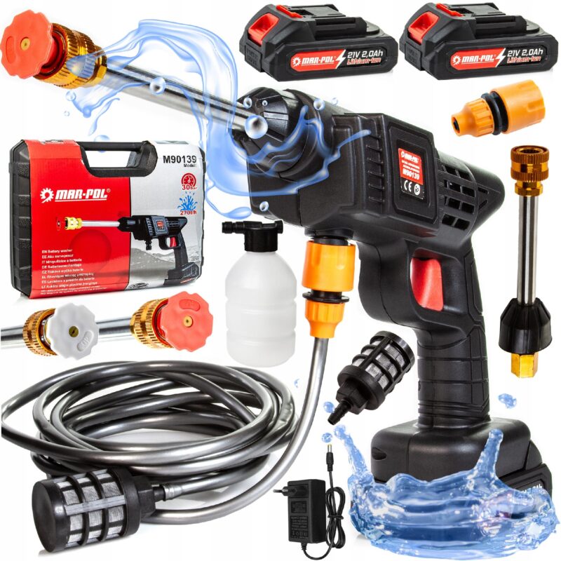 MYJKA CIŚNIENIOWA AKUMULATOROWA 30BAR BEZPRZEWODOWA MOCNA ZESTAW DYSZE 11el