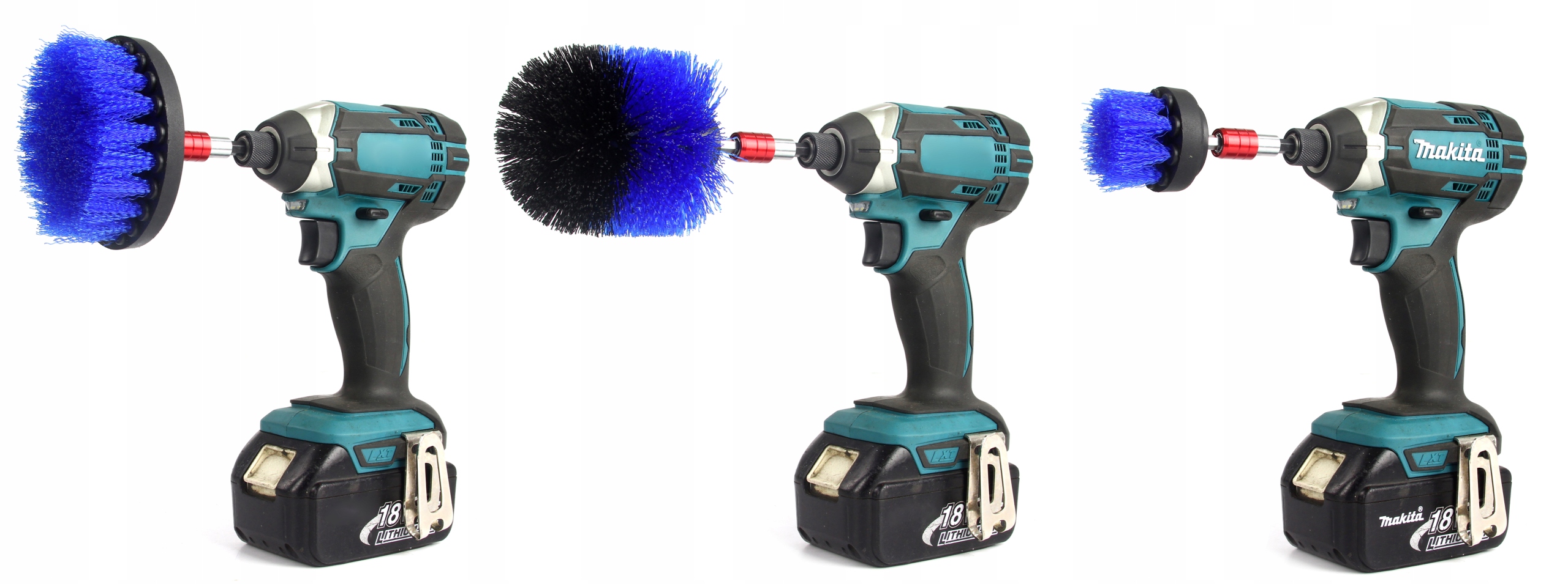 SZCZOTKI NYLONOWE NA WKRĘTARKĘ ZESTAW 3SZT DO CZYSZCZENIA TAPICERKI