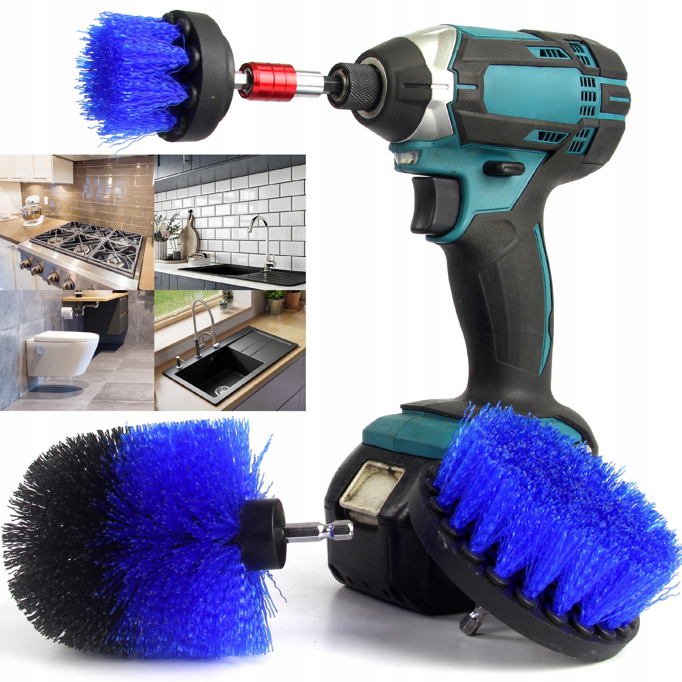 SZCZOTKI NYLONOWE NA WKRĘTARKĘ ZESTAW 3SZT DO CZYSZCZENIA TAPICERKI