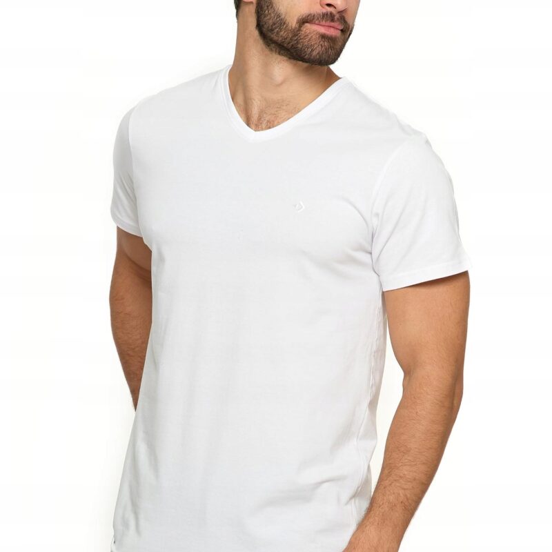 T-SHIRT MĘSKI MORAJ BIAŁA BAWEŁNA CZESANA KRÓTKI RĘKAW KOSZULKA