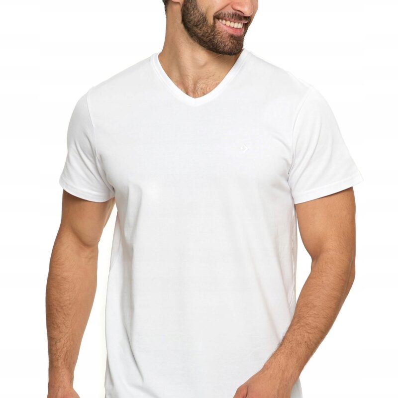 T-SHIRT MĘSKI MORAJ BIAŁA BAWEŁNA CZESANA KRÓTKI RĘKAW KOSZULKA